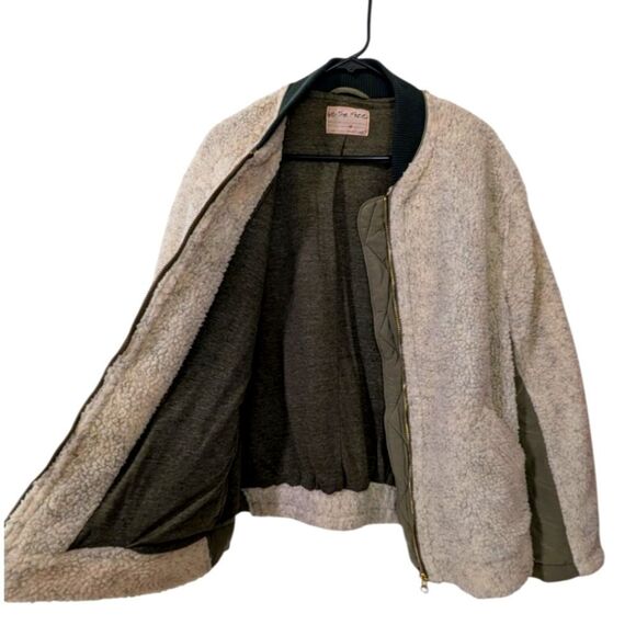 We The Free x Free People Revington Sherpa Jacket Women's Size M - Ivory & Olive - Picture 7 of 9